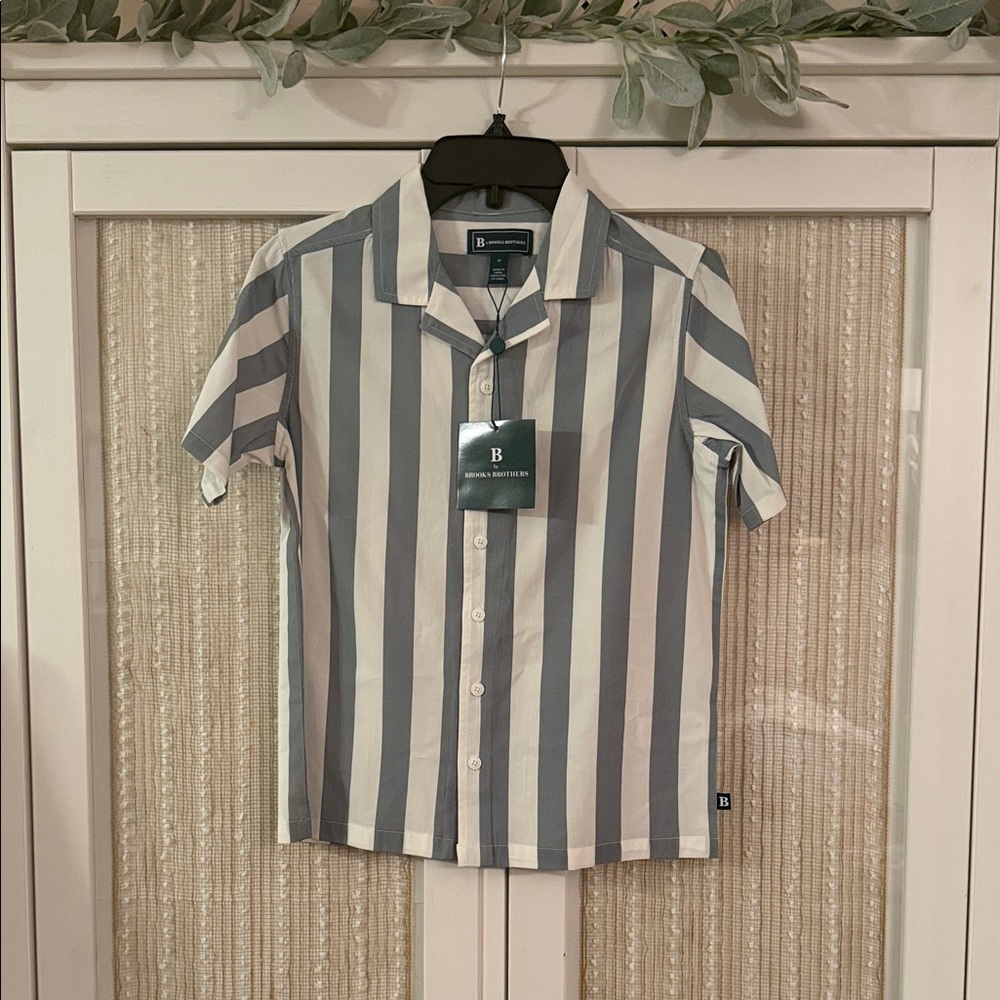 B by Brooks Green and White Striped Button Down Shirt - NWT